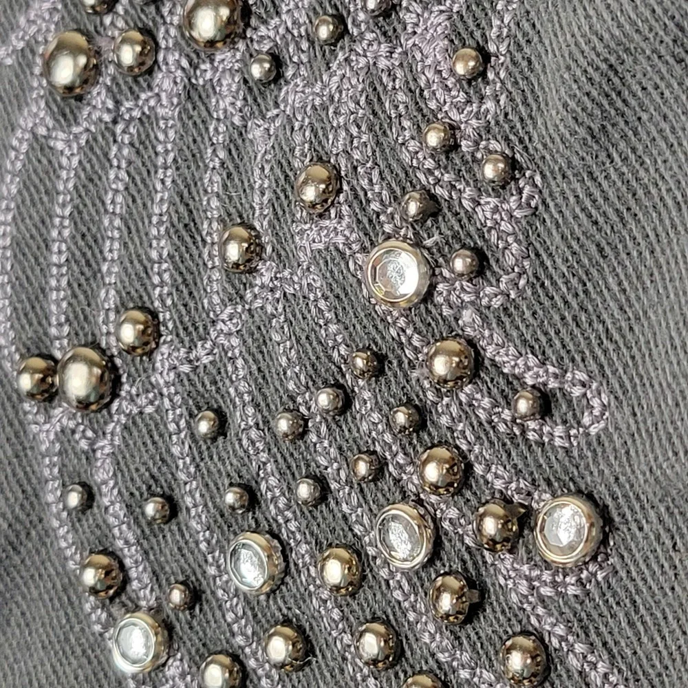 Vintage‎ Limited Too Girls 12 Gray Denim Bolero Shrug Angel Wings Y2K McBling